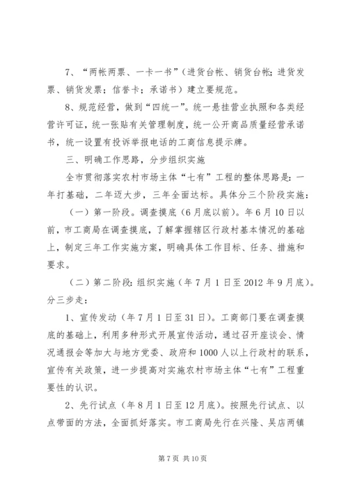 落实农村市场主体七有工程方案.docx