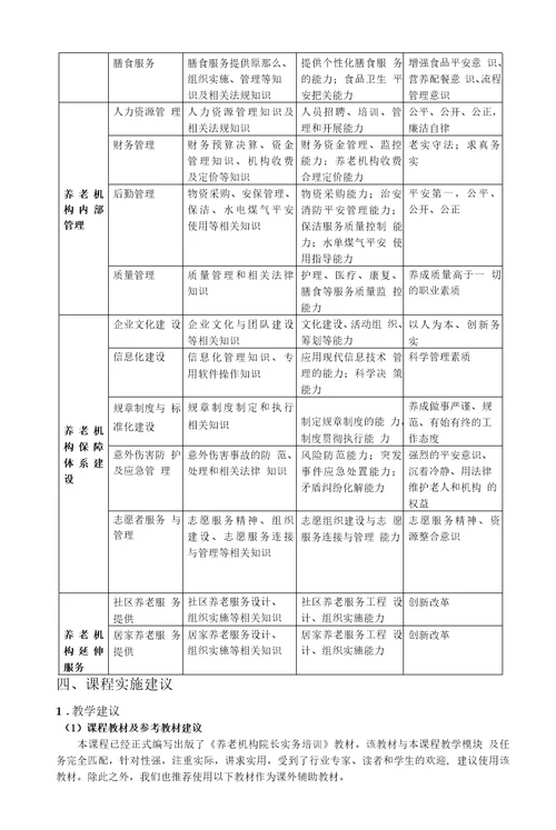 养老机构运营管理课程标准