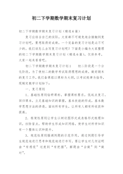 初二下学期数学期末复习计划.docx