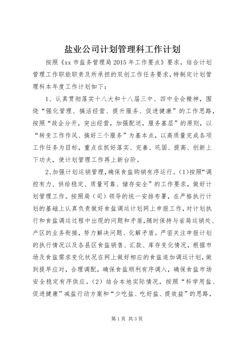 盐业公司计划管理科工作计划.docx