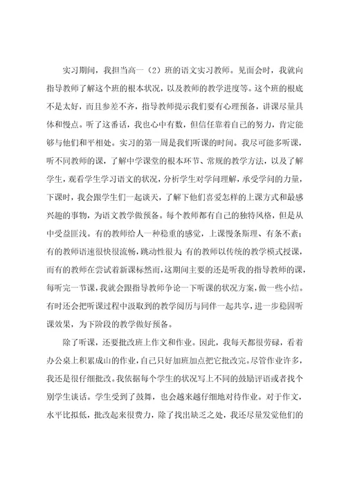 大学生高中语文实习总结