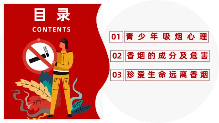 创无烟学校禁烟课件通用PPT模板