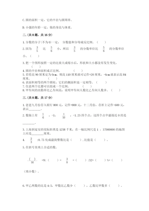苏教版数学小升初模拟试卷含完整答案【有一套】.docx