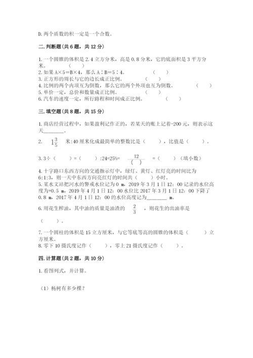 洛阳市孟津县六年级下册数学期末测试卷精品附答案.docx