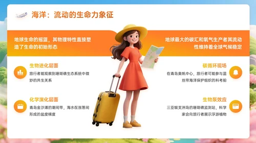 橙黄色3D关于跨越山海的慢旅行计划PPT模板