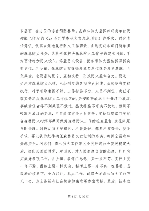 副县长在全县森林防火暨春节期间重点工作会议上的讲话稿.docx