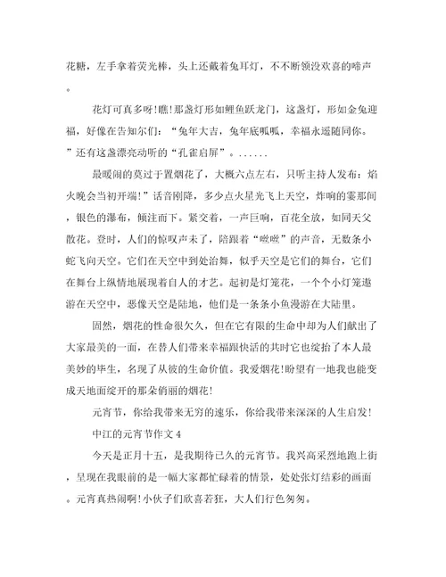 最新中江的元宵节作文优选范文