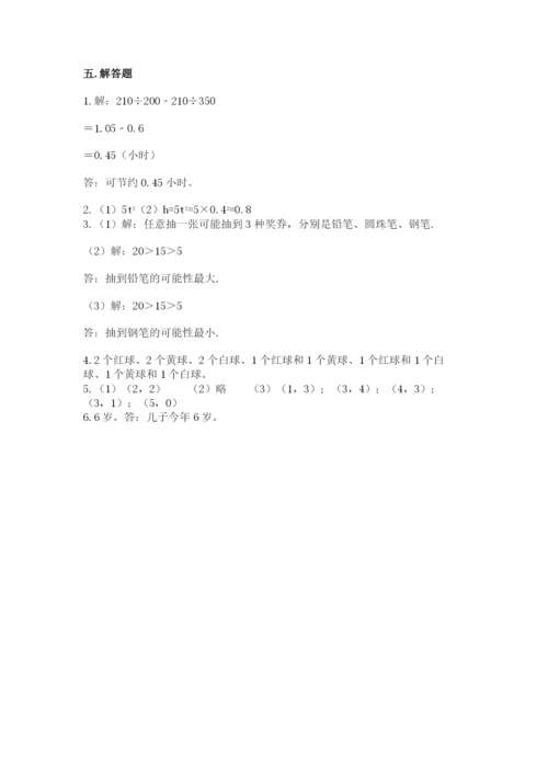 人教版五年级上册数学期末考试试卷含答案（达标题）.docx