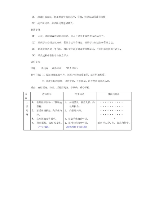 初中体育教案全集021