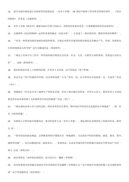 2023年自考西方政治制度笔记试题网络学习资料大全.docx