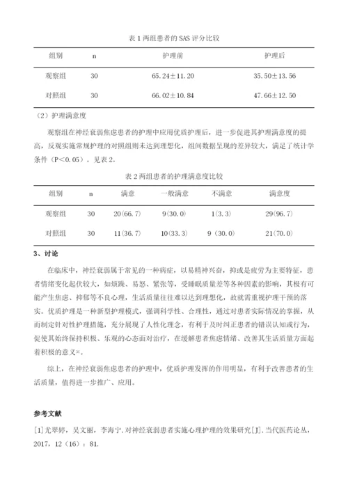 探究优质护理干预对神经衰弱患者焦虑状况的影响.docx