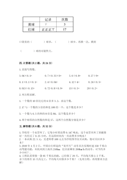 人教版五年级上册数学期末测试卷汇总.docx