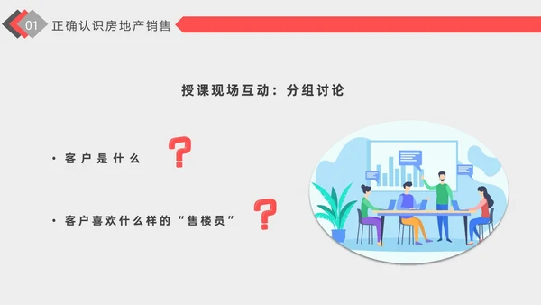 红色插画风格房地产销售培训PPT