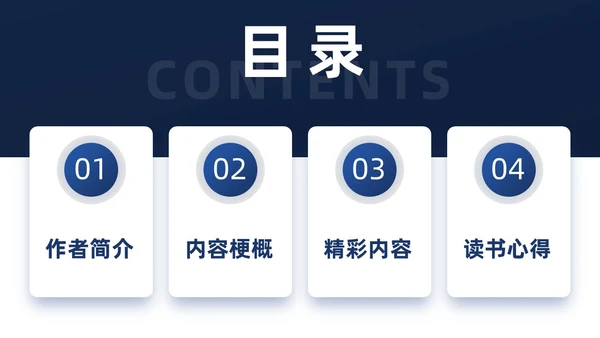 墨蓝简约商务风向上而生读书分享会PPT模板