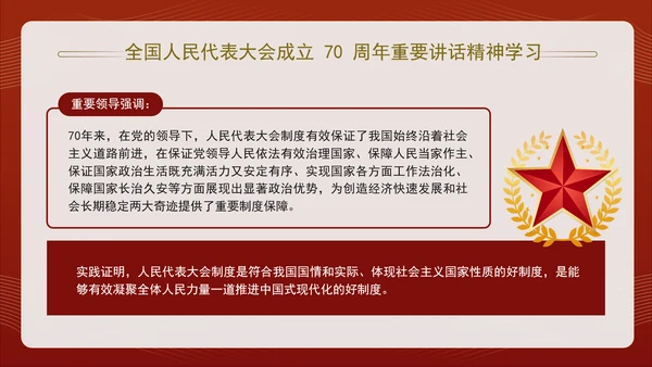 全国人民代表大会成立70周年重要讲话精神学习PPT课件