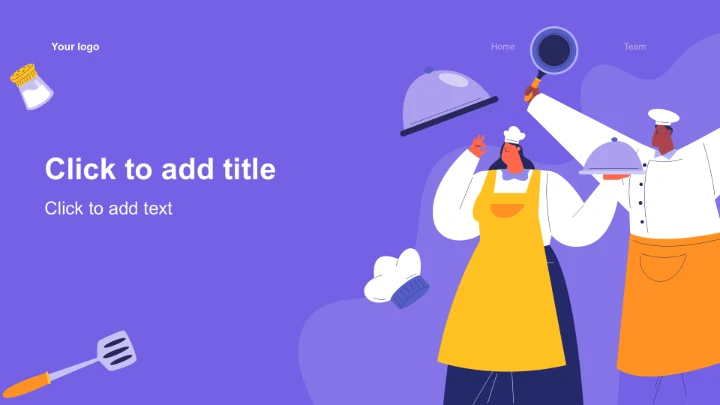 蓝色卡通风餐饮服务流程培训PPT主题