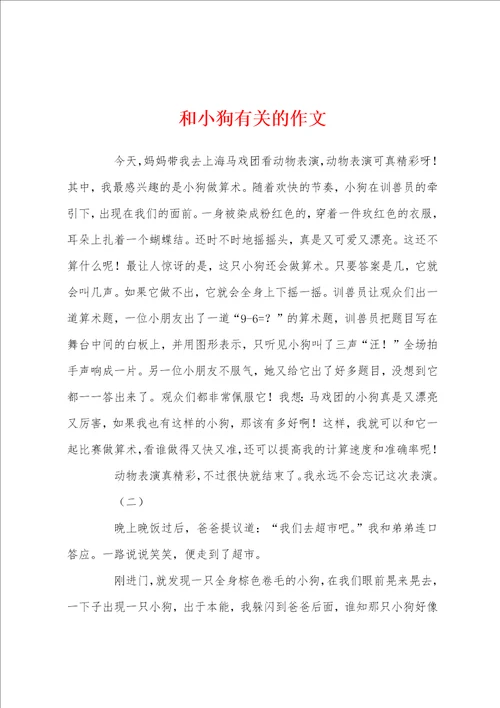 和小狗有关的作文