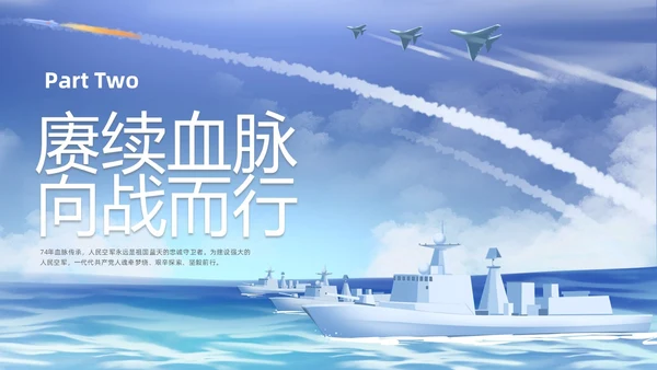 插画空军建军节科普宣传PPT课件