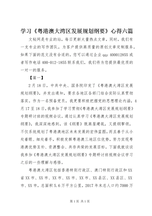 学习《粤港澳大湾区发展规划纲要》心得六篇.docx