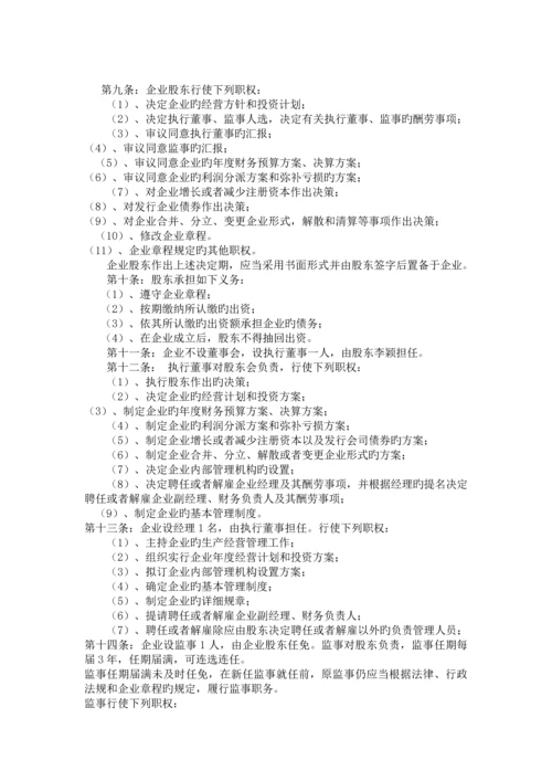 自然人独资一人有限公司股东会决议及章程.docx