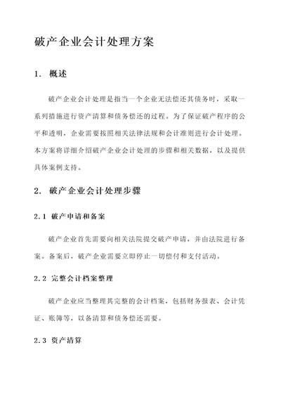 破产企业会计处理方案