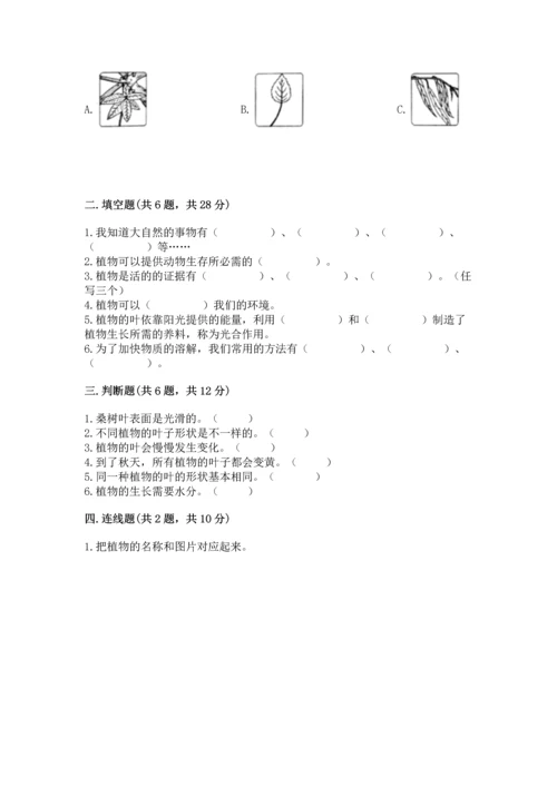 教科版科学一年级上册第一单元《植物》测试卷及答案【精品】.docx