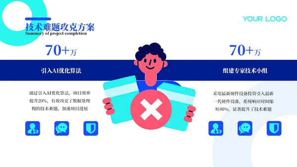 蓝绿色插画风工作汇报PPT模板