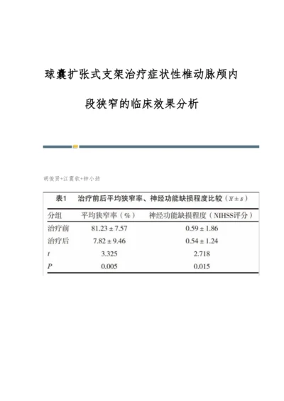 球囊扩张式支架治疗症状性椎动脉颅内段狭窄的临床效果分析.docx