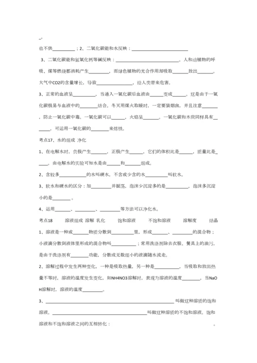 2023年初中化学中考基础知识随堂检测题共知识点.docx