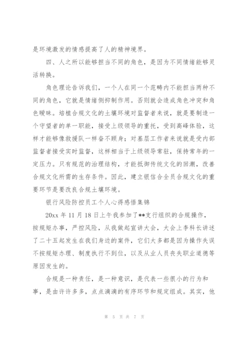 银行风险防控员工个人心得感悟集锦.docx