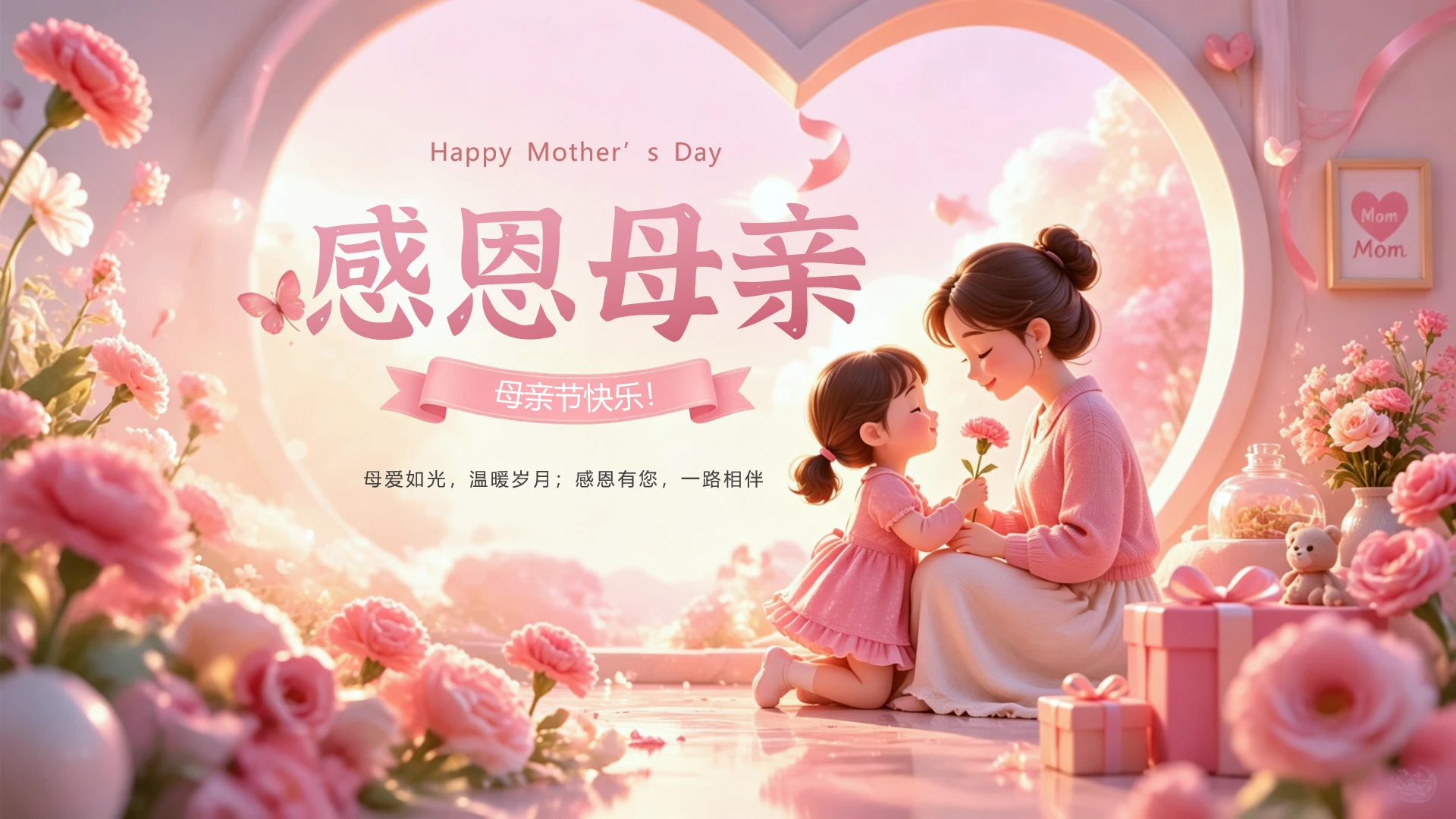 粉色小清新创意母亲节活动策划封面页