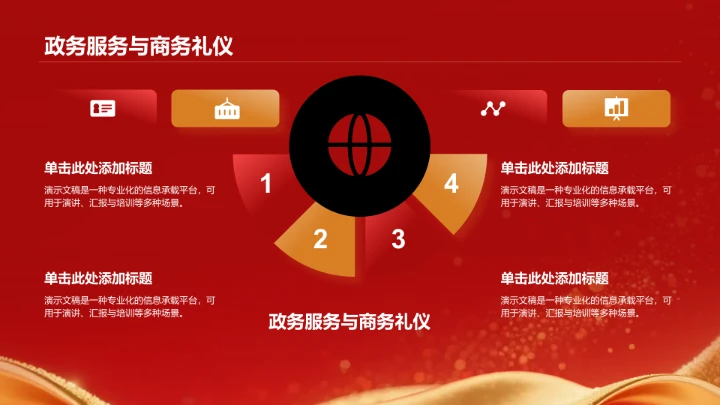 红色政务风商务培训PPT模板