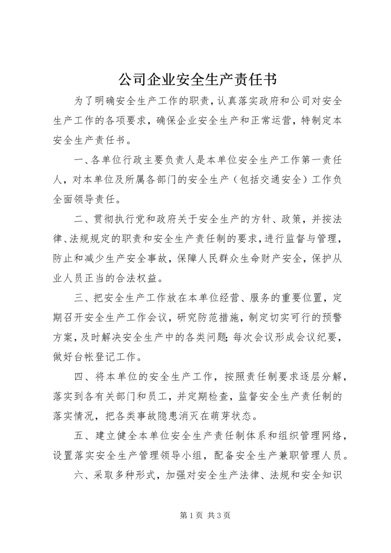 公司企业安全生产责任书 (2).docx