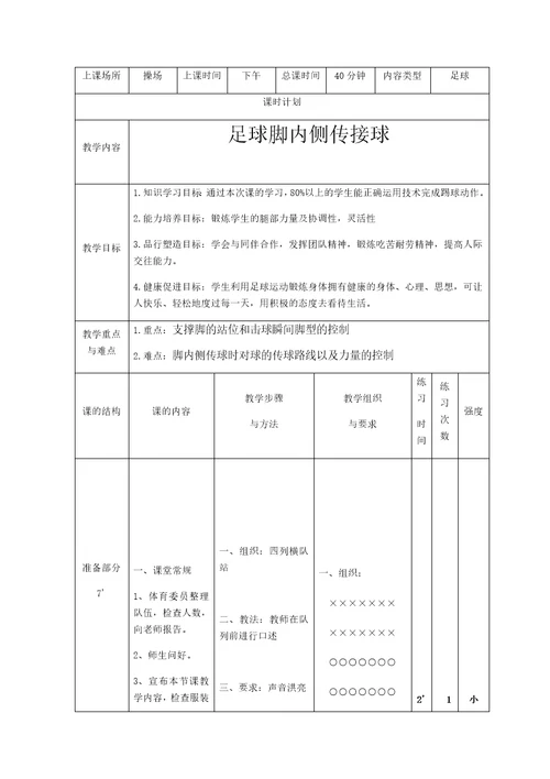 水平三 （五年级）《足球脚内侧传接球》教