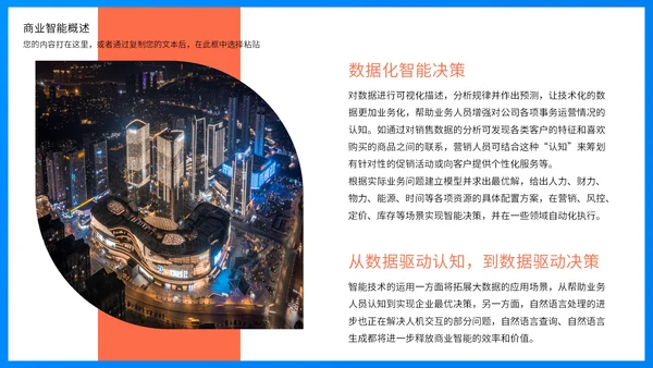 商业智能行业分析报告蓝色商务通用PPT模板