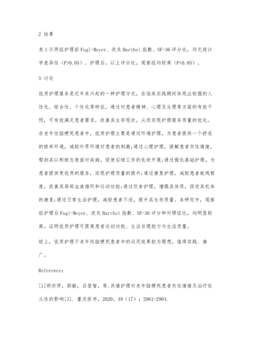 优质护理服务在老年性脑梗死护理中的应用价值探讨.docx