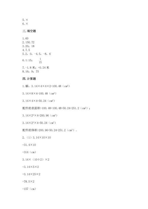 人教版六年级下册数学期末测试卷含答案【培优】.docx