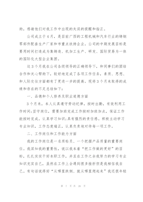 新人转正工作总结（10篇）.docx