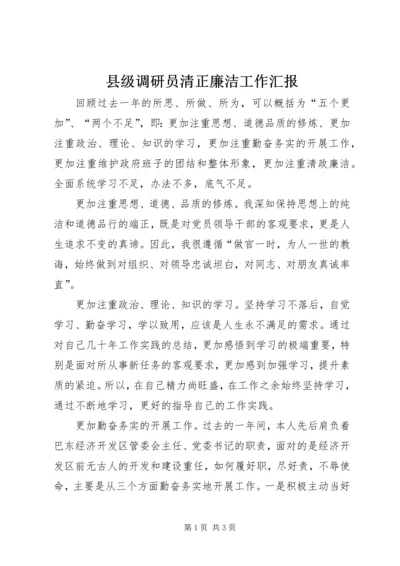 县级调研员清正廉洁工作汇报.docx