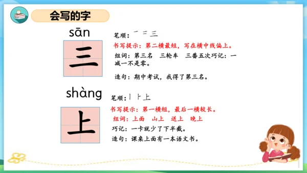 2023-2024学年统编版一年级语文上册第一单元（复习课件）