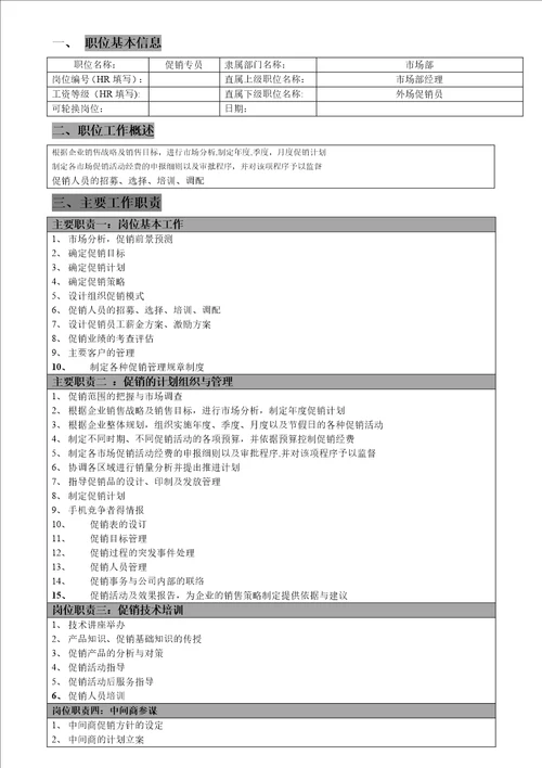 市场部全部职位说明书新2自动保存的