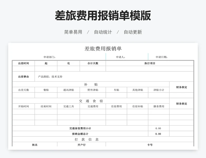差旅费用报销单模版