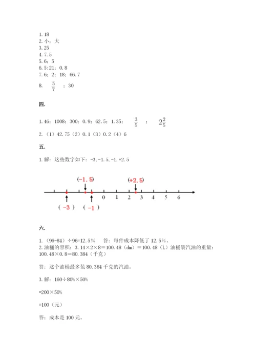 北京版数学小升初模拟试卷及参考答案（名师推荐）.docx