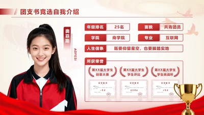 红黄色党政风团支书竞选自我介绍PPT单页