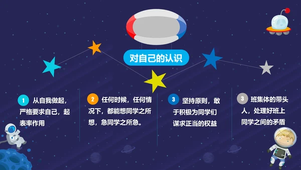 天体宇宙卡通小学生班干部竞选PPT模板