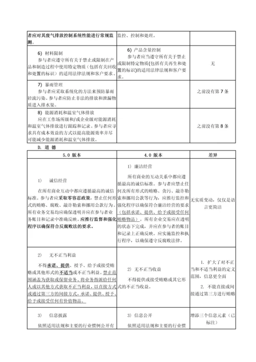 EICC行为准则50版与40版对比之差异.docx