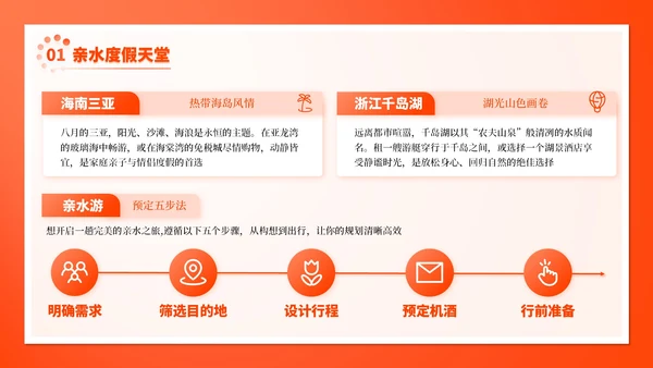 橙色插画风8月旅游出行攻略