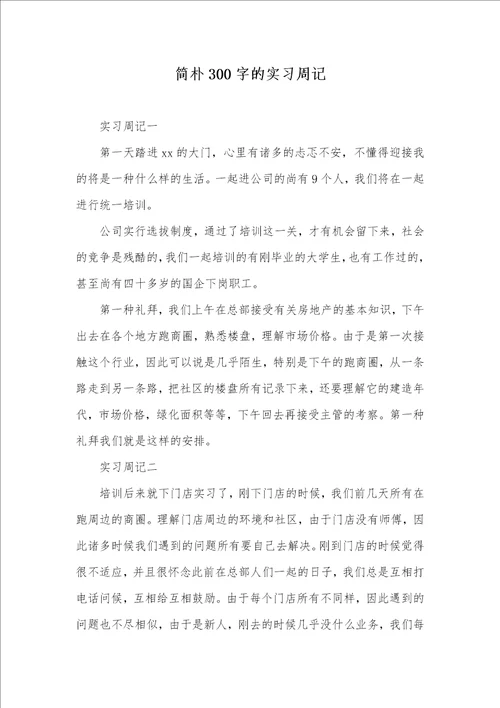 简单300字的实习周记