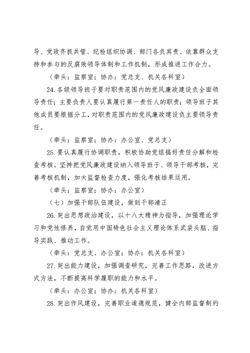 质监局反腐倡廉任务分工意见