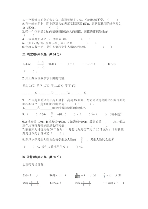 人教版六年级下册数学期末测试卷含解析答案.docx